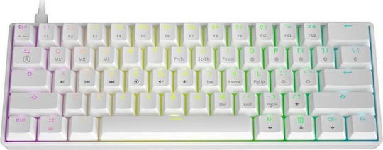 HK Gaming GK61 Gaming Mechanical Keyboard 60% with Gateron Optical Yellow switches and RGB lighting (English US) White