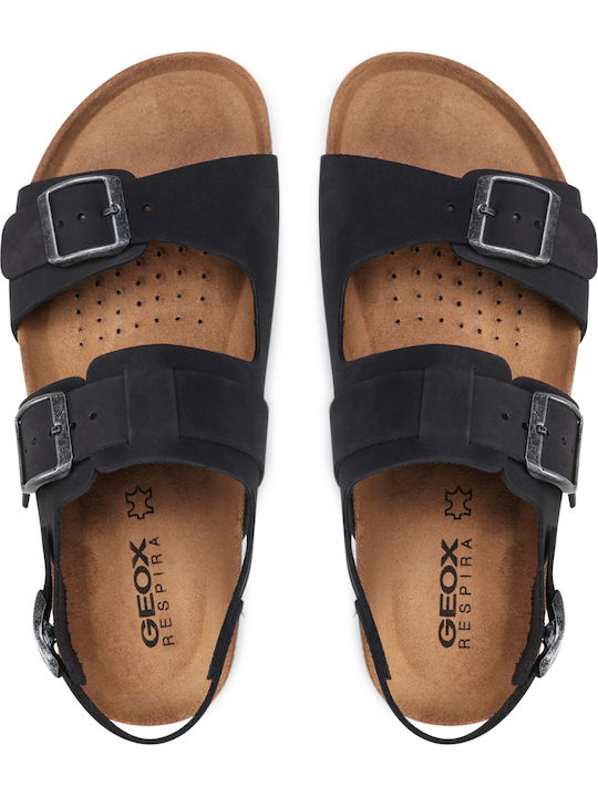 Sandal Ghita Δερμάτινα Ανδρικά Σανδάλια σε Μαύρο Χρώμα