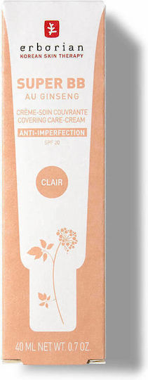 Erborian Super Au Ginseng BB Clair Κρέμα Προσώπου Ημέρας με SPF20 κατά των Ατελειών & των Πανάδων με Νιασιναμίδη 40ml