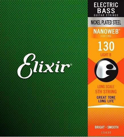 Elixir Einzelne Stahl Saite für Bass Nanoweb 5-String Bass Leicht B .130"