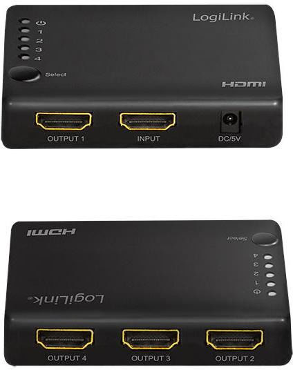 LogiLink 1x4-Port 4K 30Hz Slim HDMI Splitter HD0036