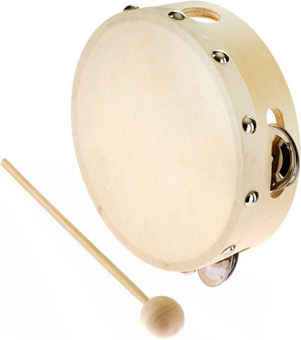 Soundsation Maple Tambourine With Natural Skin Head And Jingles 6"
