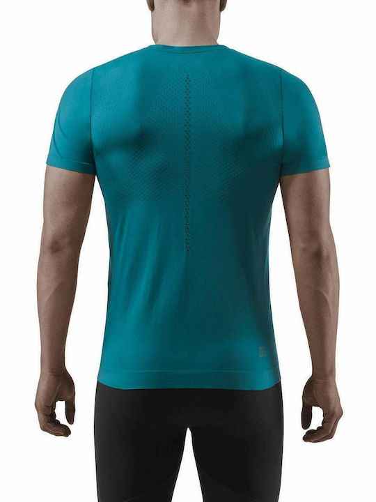 Men's T-shirt - Cep Run Shirt Short Sleeve Top Men Petrol Green CEP