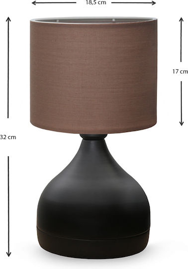 Megapap Neil Metall Tischlampe für Fassung E27 mit Braun Schirm und Schwarz Basis
