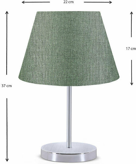 Megapap Jules Metal Table Lamp for Socket E27 with Green Shade and Silver Base