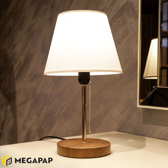 Megapap Tipton Πορτατίφ με Λευκό Καπέλο και Χρυσή Βάση M-