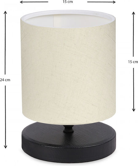 Megapap Hassard Metal Table Lamp for Socket E14 with Beige Shade and Black Base Cream