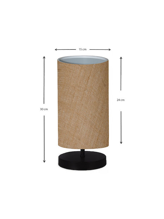 Megapap Huls Wood Table Lamp for Socket E14 with Brown Shade and Black Base