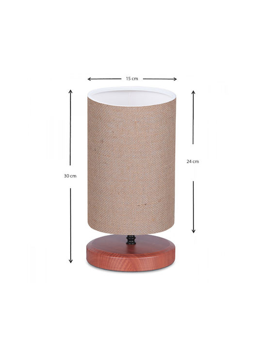 Megapap Winkler Wood Table Lamp for Socket E14 with Brown Shade and Base