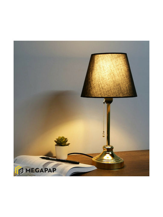 Megapap Harrison Metall Tischlampe für Fassung E27 mit Schwarz Schirm und Gold Basis