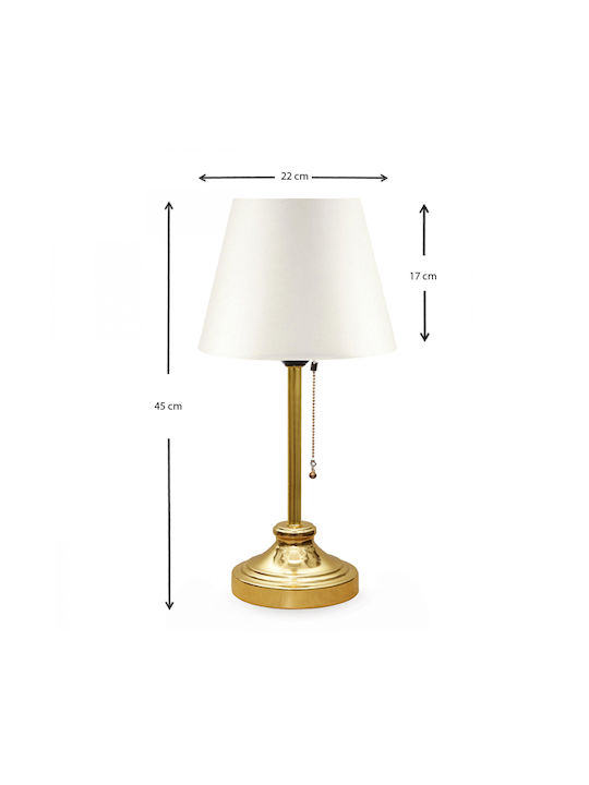 Megapap Harrison Metall Tischlampe für Fassung E27 mit Weiß Schirm und Gold Basis