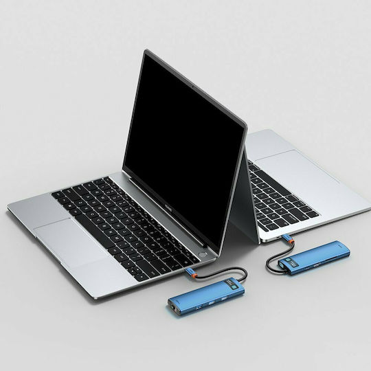 Baseus Metal Gleam Series 8in1 USB-C Docking Station mit HDMI 4K PD Ethernet Blau