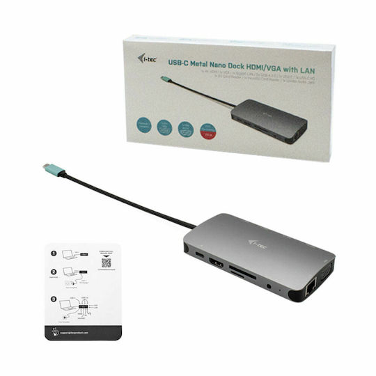 i-tec USB-C Docking Station with 4K PowerDelivery Ethernet and Connection for 2 Monitors Silver