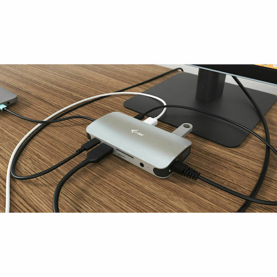 i-tec USB-C Docking Station with 4K PowerDelivery Ethernet and Connection for 2 Monitors Silver