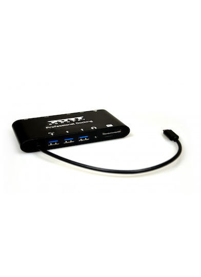 Port Designs Travel 1 x 4K USB-C Docking Station with HDMI/DisplayPort 4K PD Ethernet and Connection for 2 Monitors Black