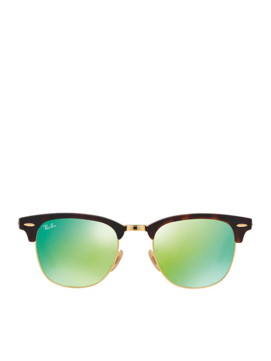 Ray Ban Clubmaster Unisex Sunglasses with Brown Tartaruga Frame and Green Mirror Lens RB3016 1145/19