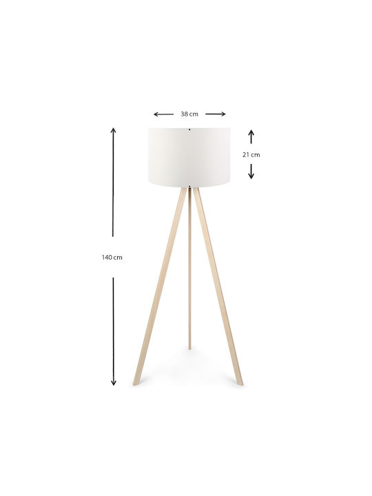 Megapap Rosling Floor Lamp H140xW38cm. with Socket for Bulb E27 White