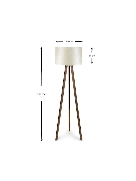 Megapap Rosling Floor Lamp H140xW38cm. with Socket for Bulb E27 Beige