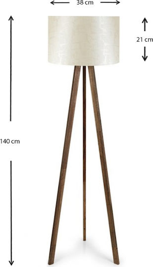 Megapap Rosling Lampa de podea Î140xL38cm. cu Soclu pentru Bec E27 Bej