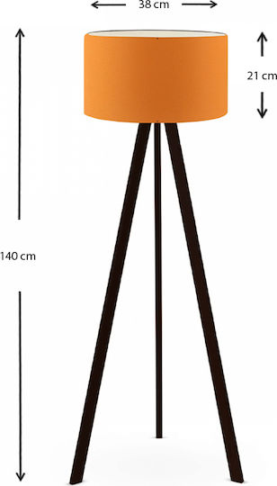 Megapap Rosling Lampa de podea Î140xL38cm. cu Soclu pentru Bec E27 Portocaliu