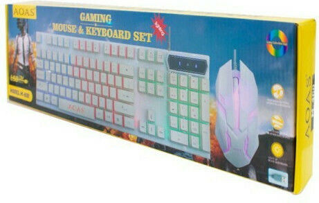 Aoas Aoas M-400 Σετ Gaming Πληκτρολόγιο με RGB φωτισμό & Ποντίκι (Αγγλικό US) Λευκό