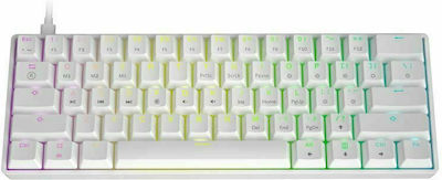 HK Gaming GK61 Gaming Μηχανικό Πληκτρολόγιο 60% με Gateron Blue διακόπτες και RGB φωτισμό (Αγγλικό US) Λευκό