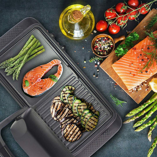 Beper Tabletop Grătar Electric Placă Netedă și Striată 1600W cu Capac și Termostat Reglabil 38bucx19buccm