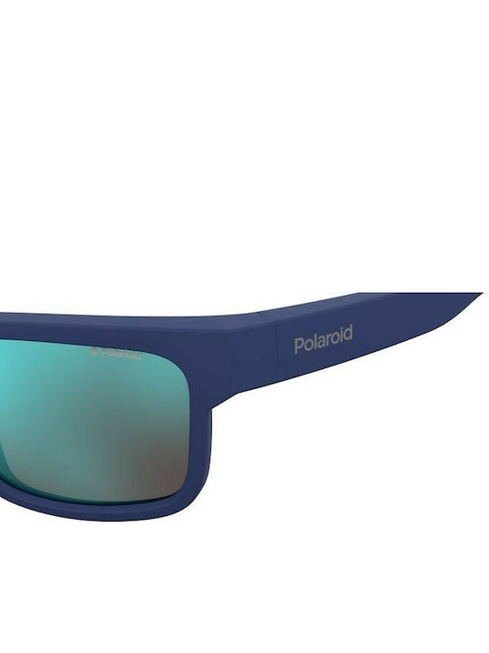 Polaroid Men's Sunglasses with Blue Plastic Frame and Blue Polarized Mirror Lens PLD7031/S PJP
