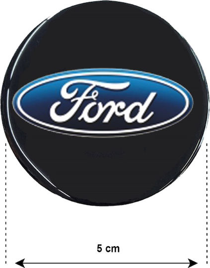 Adhesive Badges with Enamel Coating Ford 5.5cm for Car Rims in Black Colour 4pcs