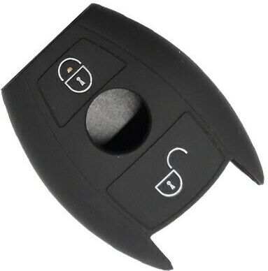 Silicone Car Key Cover Case with 2 Buttons for Mercedes Benz Black
