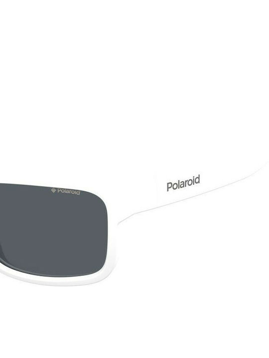 Polaroid Men's Sunglasses with White Plastic Frame and Black Polarized Lens PLD7031/S 6HT/C3