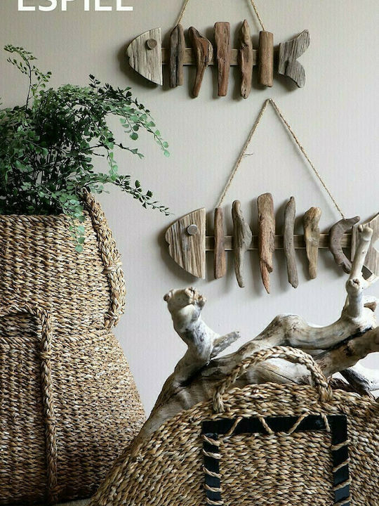 Espiel Wicker Magazine Rack with Handle Black 60x18x48cm
