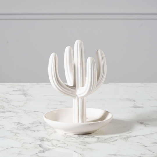 Supergreens Decorative Cactus made of Ceramic Material White 13.5x13.5x17cm 1pcs
