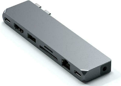 Satechi USB-C dublu Stație de andocare cu HDMI 4K PD Ethernet Gri (ST-UCPHMXM)