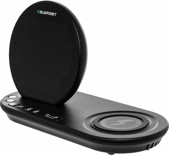 Blaupunkt Schwarz Tisch-Digitaluhr mit Wecker, Radio und kabellosem Laden CR85BK