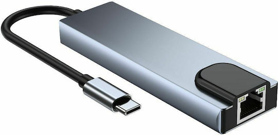 Tech-Protect V3-HUB v3 Hub 3 Porturi USB 3.0 cu Conectare USB-C Gri