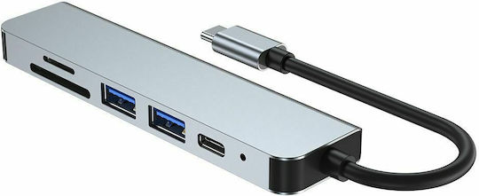 Tech-Protect V4-HUB v4 Hub 3 Ports USB 3.0 with USB-C Connection Gray