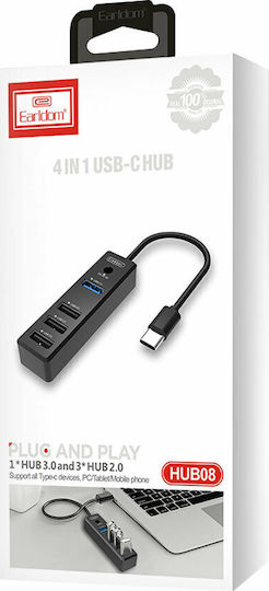 Earldom Hub 4 Porturi USB 3.1 Cu Conectare USB-C