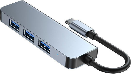 Tech-Protect V1-HUB v1 USB Хъб с 4 Порта USB 3.0 и USB-C Връзка Сив