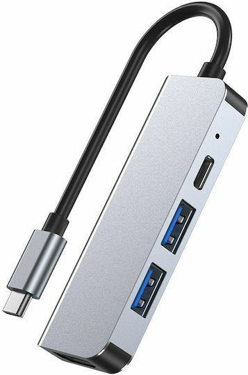 Tech-Protect V2-HUB v2 Hub USB 3.0 cu 3 Porturi cu Conectare USB-C Gri