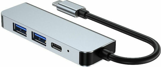 Tech-Protect V2-HUB v2 Hub USB 3.0 cu 3 Porturi cu Conectare USB-C Gri