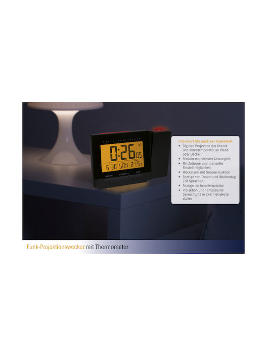 TFA Tabletop Digital Clock with Alarm & Radio 60.5016.01