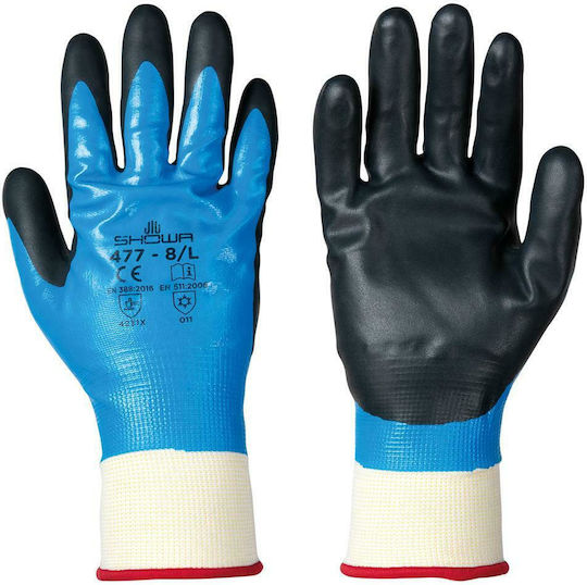 Showa 477 Gloves for Work Cold-Resistant Blue Nitrile/Polyester 1pcs