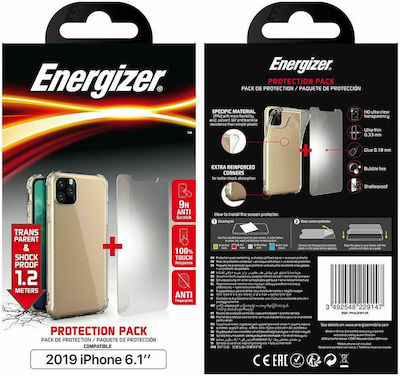 Energizer Shopckproof Back Cover Σιλικόνης Διάφανο Σετ με Τζαμάκι (iPhone 11)