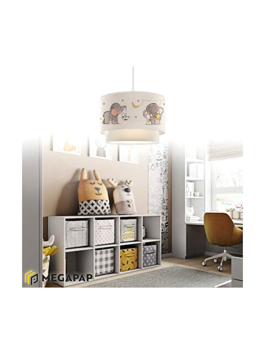 Megapap Kids Fabric Single Ceiling Light E27 Peppa Animal Grey 60W 30x70cm