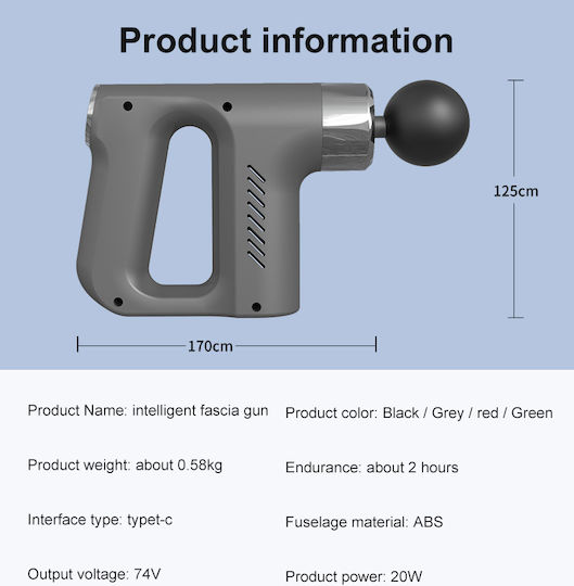 Fascial Gun Gun Massage for the Legs, the Body & the Hands with Vibration Gray