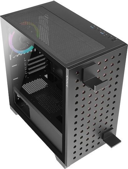 Azza Elise Gaming Midi-Turm Computergehäuse mit Seitenfenster und RGB-Beleuchtung Schwarz