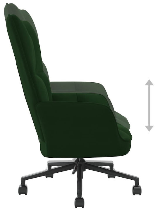 Въртяща се Кресло Гост с Механизъм за Отпускане и Колелца Dark Green 61.5x69x94.5см 1бр