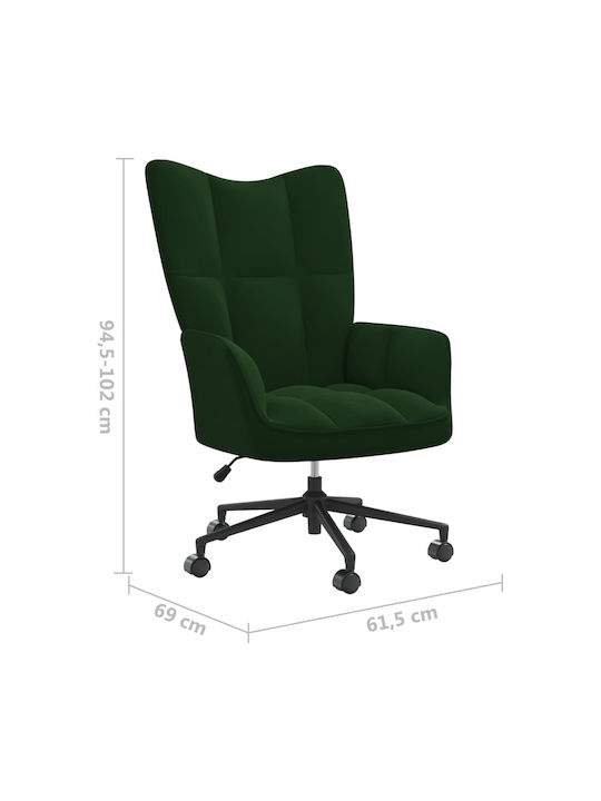 Въртяща се Кресло Гост с Механизъм за Отпускане и Колелца Dark Green 61.5x69x94.5см 1бр