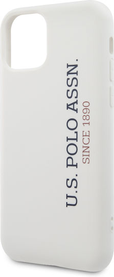 U.S. Polo Assn. Vertical Logo Umschlag Rückseite Silikon Weiß (iPhone 11 Pro)